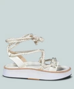 Rag & Co X KENDALL Strings Platform Leather Sandal In White