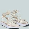 Rag & Co X KENDALL Strings Platform Leather Sandal In White 1 Rag & Co X KENDALL Strings Platform Leather Sandal In White