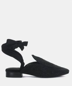 Rag & Co Kuba African Intricate Embroidery Black Mules