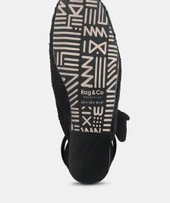 Rag & Co Kuba African Intricate Embroidery Black Mules