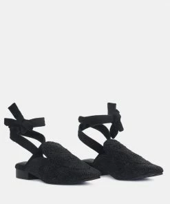 Rag & Co Kuba African Intricate Embroidery Black Mules