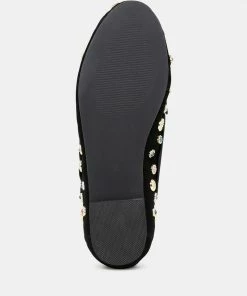 Rag & Co LATVIA Black Metallic Stud Handcrafted Loafers Loafers & Ballerinas