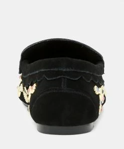 Rag & Co LATVIA Black Metallic Stud Handcrafted Loafers Loafers & Ballerinas