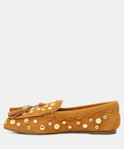 Rag & Co Loafers & Ballerinas LATVIA Tan Metallic Stud Handcrafted Loafers 12 Rag & Co Loafers & Ballerinas LATVIA Tan Metallic Stud Handcrafted Loafers