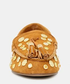 Rag & Co Loafers & Ballerinas LATVIA Tan Metallic Stud Handcrafted Loafers 11 Rag & Co Loafers & Ballerinas LATVIA Tan Metallic Stud Handcrafted Loafers