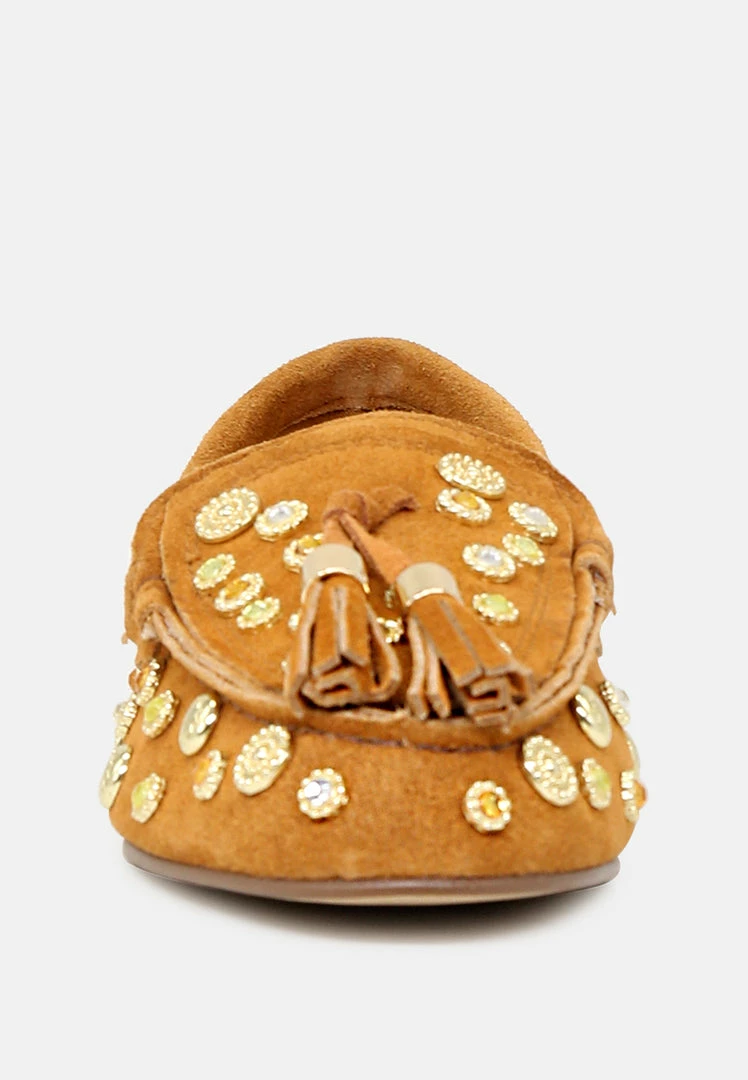 Rag & Co Loafers & Ballerinas LATVIA Tan Metallic Stud Handcrafted Loafers 5 Rag & Co Loafers & Ballerinas LATVIA Tan Metallic Stud Handcrafted Loafers