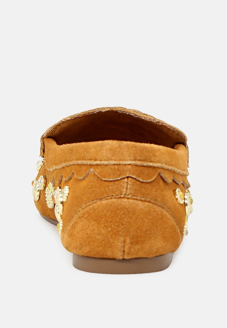 Rag & Co Loafers & Ballerinas LATVIA Tan Metallic Stud Handcrafted Loafers 7 Rag & Co Loafers & Ballerinas LATVIA Tan Metallic Stud Handcrafted Loafers