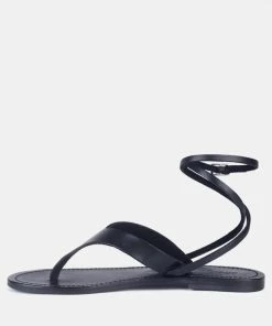 Rag & Co WRAP-UP Tie Around Black Flat Sandals Flats