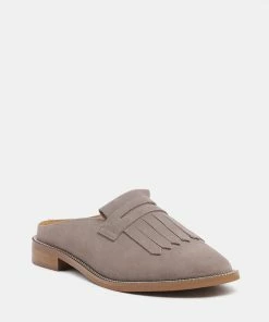 Rag & Co Loafers & Ballerinas LENA Taupe Suede Walking Loafer Mules