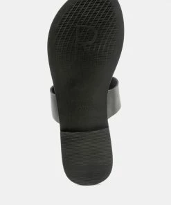 Rag & Co Flats LEONA Black Thong Flat Sandals