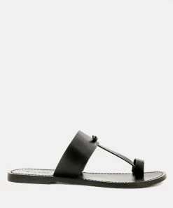 Rag & Co Flats LEONA Black Thong Flat Sandals