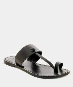 Rag & Co Flats LEONA Black Thong Flat Sandals