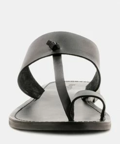 Rag & Co Flats LEONA Black Thong Flat Sandals