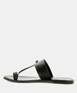 Rag & Co Flats LEONA Black Thong Flat Sandals