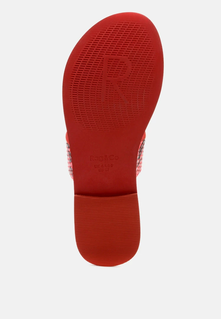 Rag & Co Flats LEONA Snake Print Thong Flat Sandals 8 Rag & Co Flats LEONA Snake Print Thong Flat Sandals