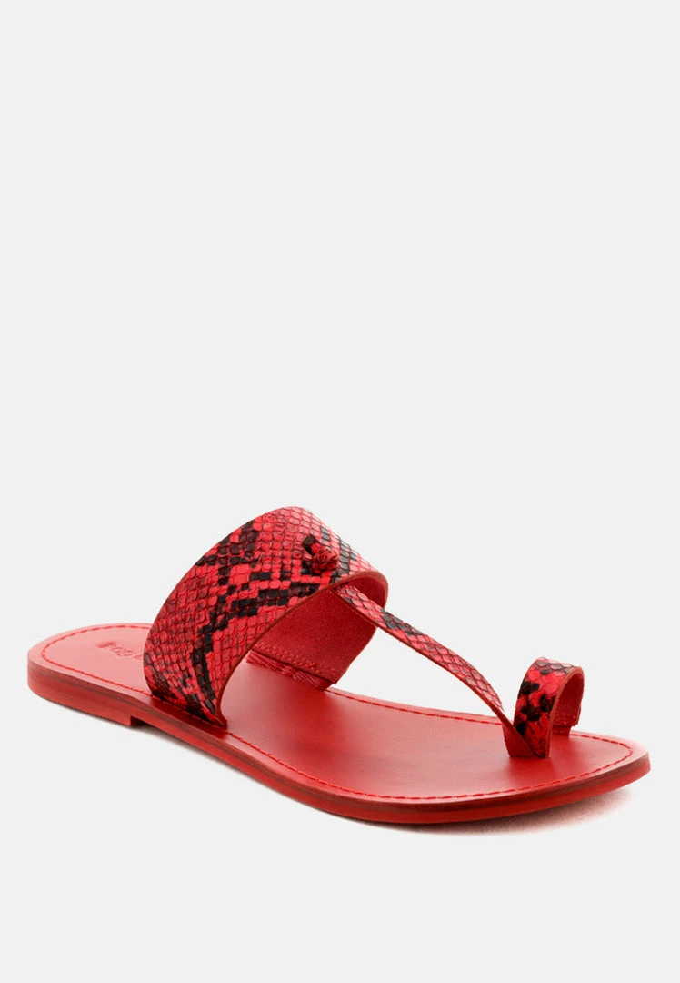 Rag & Co Flats LEONA Snake Print Thong Flat Sandals 3 Rag & Co Flats LEONA Snake Print Thong Flat Sandals