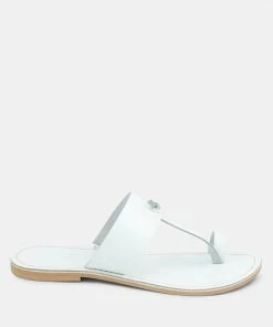 Rag & Co LEONA White Thong Flat Sandals