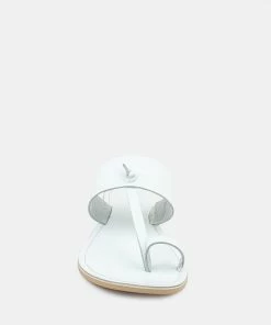 Rag & Co LEONA White Thong Flat Sandals
