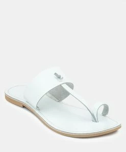 Rag & Co LEONA White Thong Flat Sandals