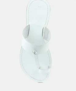 Rag & Co LEONA White Thong Flat Sandals
