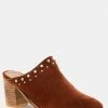 Rag & Co LESLIE Tan Stacked Heel Mules