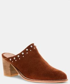 Rag & Co LESLIE Tan Stacked Heel Mules