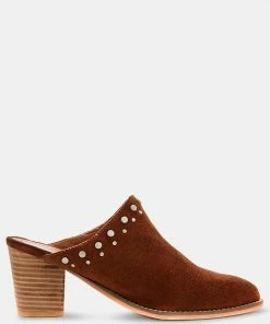 Rag & Co LESLIE Tan Stacked Heel Mules