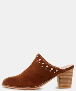 Rag & Co LESLIE Tan Stacked Heel Mules 11 Rag & Co LESLIE Tan Stacked Heel Mules