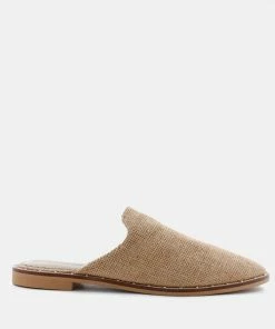 Rag & Co Flats LIA Camel Handcrafted Canvas Mules