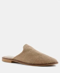 Rag & Co Flats LIA Camel Handcrafted Canvas Mules