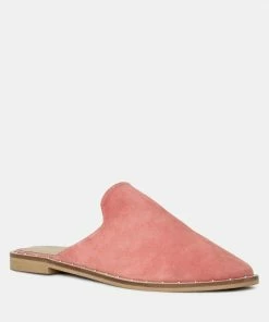 Rag & Co LIA Dusty Pink Handcrafted Suede Mules