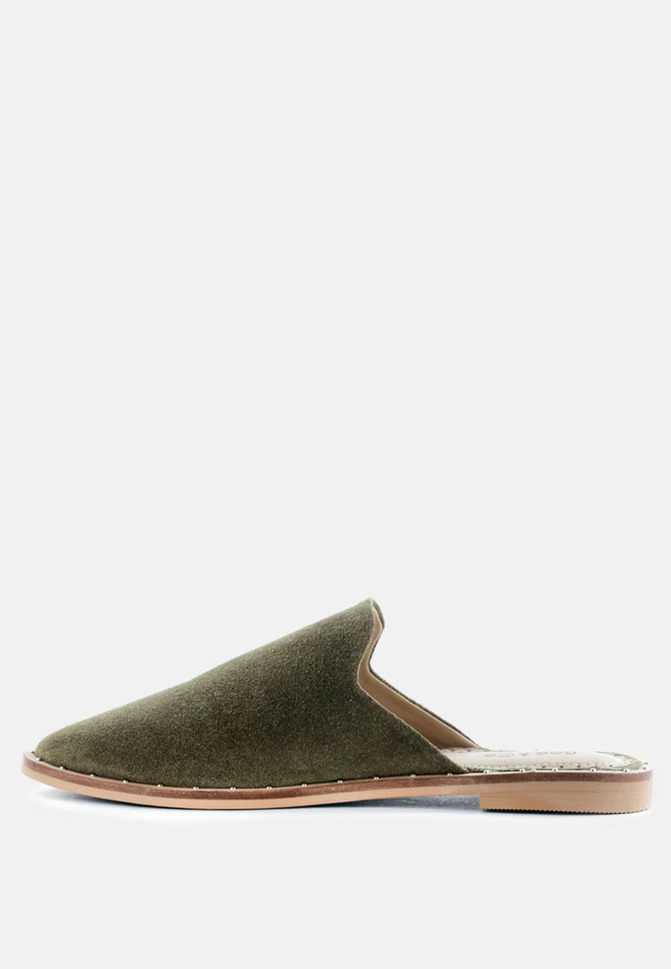 Rag & Co LIA Khaki Green Handcrafted Suede Mules 6 Rag & Co LIA Khaki Green Handcrafted Suede Mules