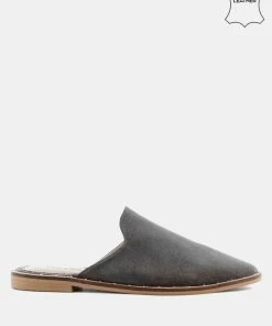 Rag & Co LIA Grey Handcrafted Suede Mules