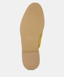 Rag & Co LIA Mustard Handcrafted Suede Mules Flats