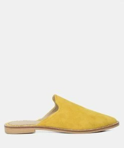 Rag & Co LIA Mustard Handcrafted Suede Mules Flats
