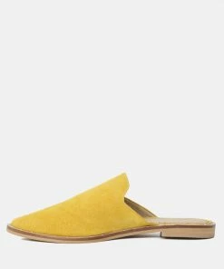 Rag & Co LIA Mustard Handcrafted Suede Mules Flats