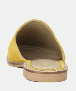 Rag & Co LIA Mustard Handcrafted Suede Mules Flats