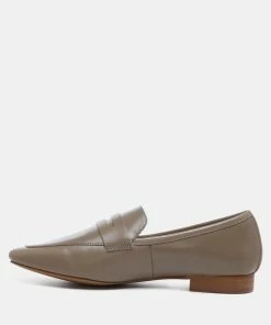 Rag & Co LILIANA Taupe Classic Leather Penny Loafers