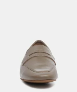 Rag & Co LILIANA Taupe Classic Leather Penny Loafers