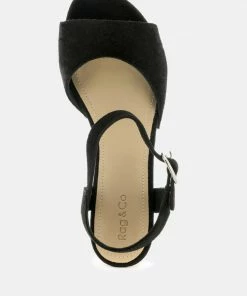 Rag & Co LIONA Black Studded Suede Wooden Clogs