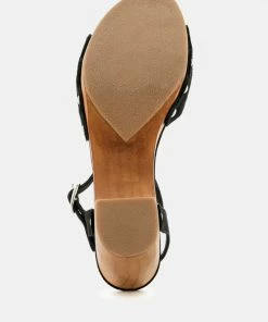 Rag & Co LIONA Black Studded Suede Wooden Clogs