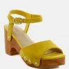 Rag & Co Clogs LIONA Mustard Studded Suede Clog Sandals