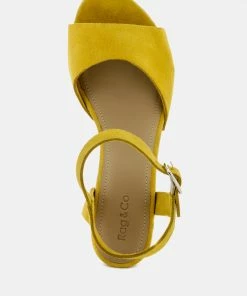 Rag & Co Clogs LIONA Mustard Studded Suede Clog Sandals