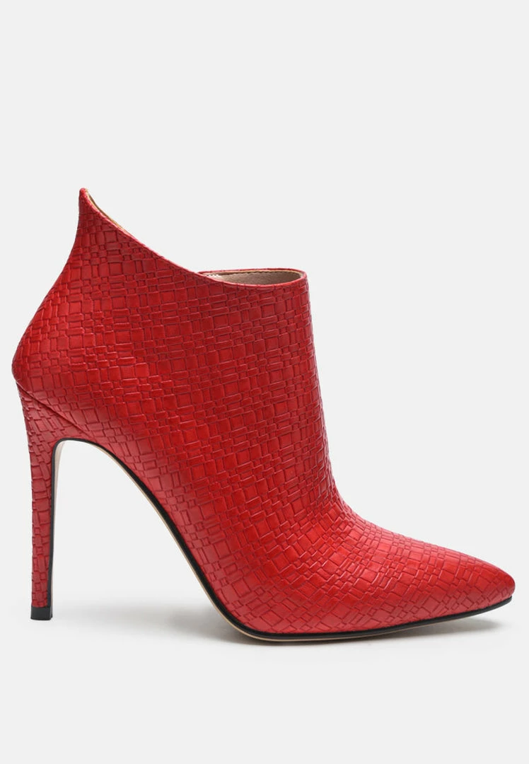 Rag & Co LOLITA Woven Texture Stiletto Boot In Red Boots 4 Rag & Co LOLITA Woven Texture Stiletto Boot In Red Boots