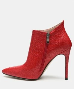 Rag & Co LOLITA Woven Texture Stiletto Boot In Red Boots 11 Rag & Co LOLITA Woven Texture Stiletto Boot In Red Boots
