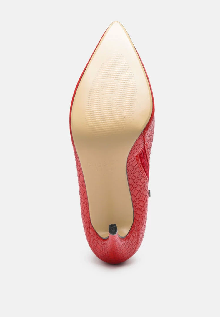 Rag & Co LOLITA Woven Texture Stiletto Boot In Red Boots 8 Rag & Co LOLITA Woven Texture Stiletto Boot In Red Boots