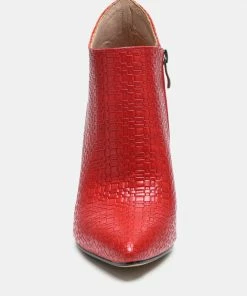 Rag & Co LOLITA Woven Texture Stiletto Boot In Red Boots 10 Rag & Co LOLITA Woven Texture Stiletto Boot In Red Boots