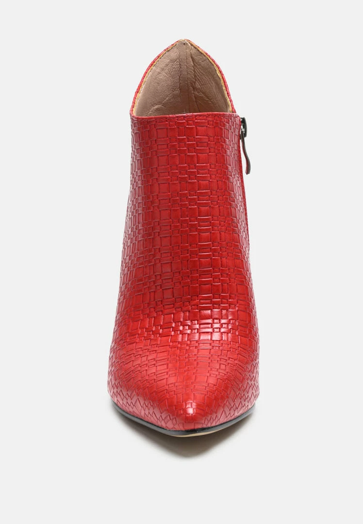Rag & Co LOLITA Woven Texture Stiletto Boot In Red Boots 5 Rag & Co LOLITA Woven Texture Stiletto Boot In Red Boots
