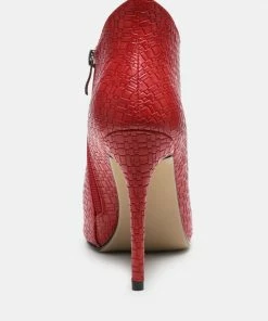 Rag & Co LOLITA Woven Texture Stiletto Boot In Red Boots 12 Rag & Co LOLITA Woven Texture Stiletto Boot In Red Boots