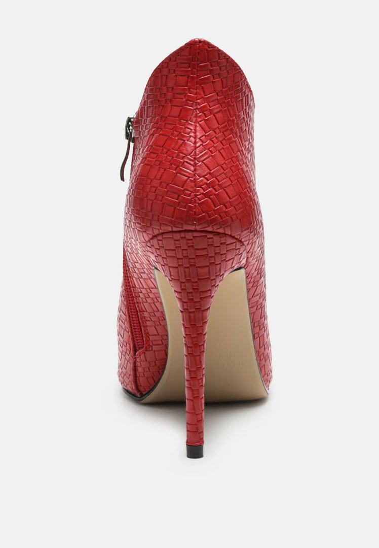Rag & Co LOLITA Woven Texture Stiletto Boot In Red Boots 7 Rag & Co LOLITA Woven Texture Stiletto Boot In Red Boots